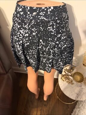Black and White Splatter Print Skirt - Athletic A-Line